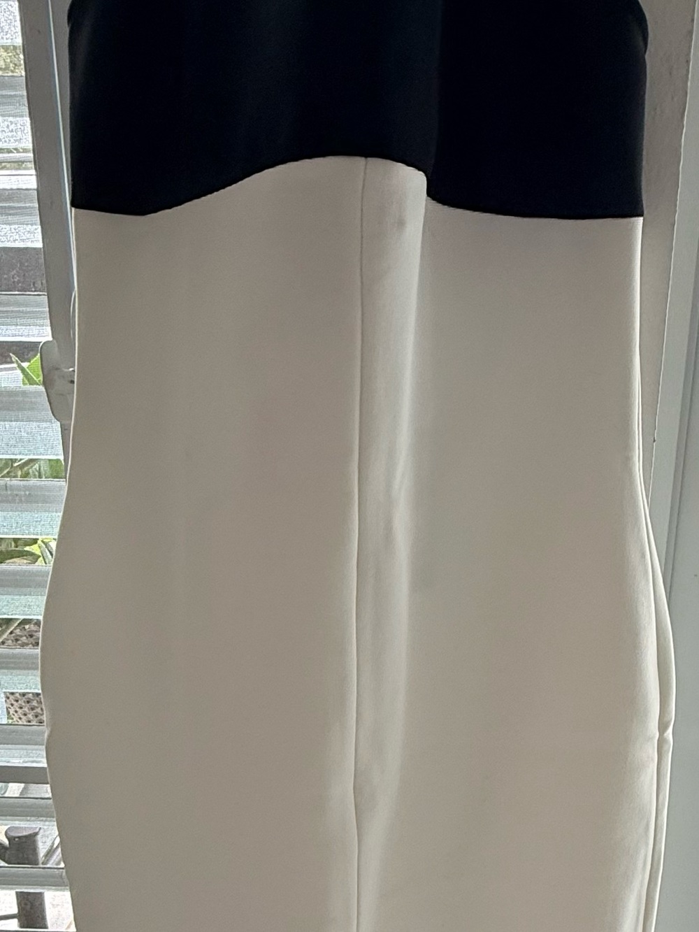 Fashion Nova Black and Cream Colorblock Midi Dress